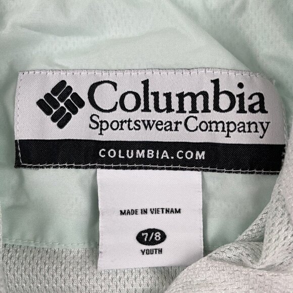 Columbia Hooded Windbreaker Youth Girls (7-8) Nylon Shell Mesh Lining Green - Picture 5 of 14